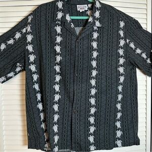Pacific Legend Men's Black and White Turtle Print Casual Shirt